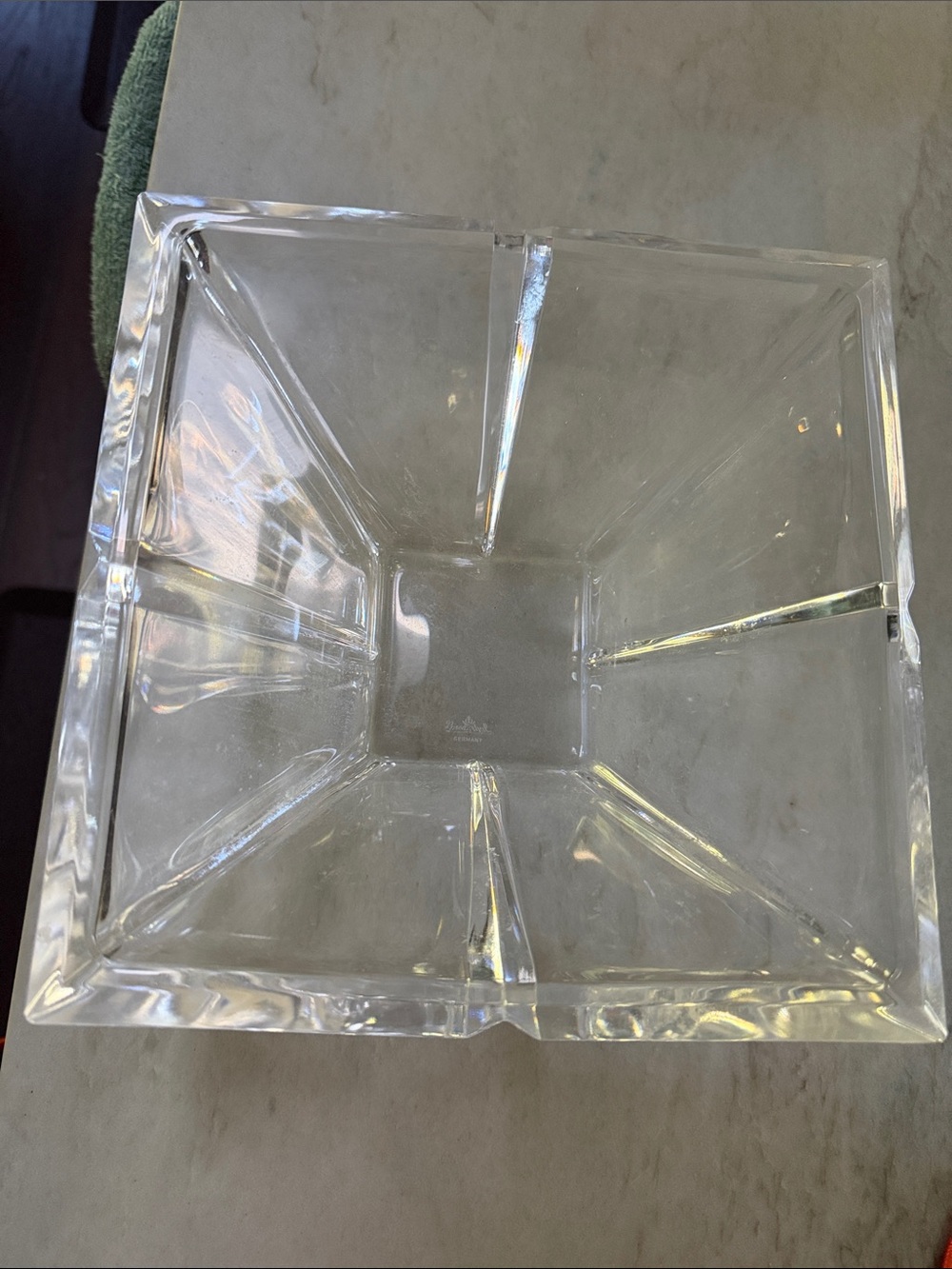 Clear crystal  Square Decorative Bowl - Modern Home Accent, heavy